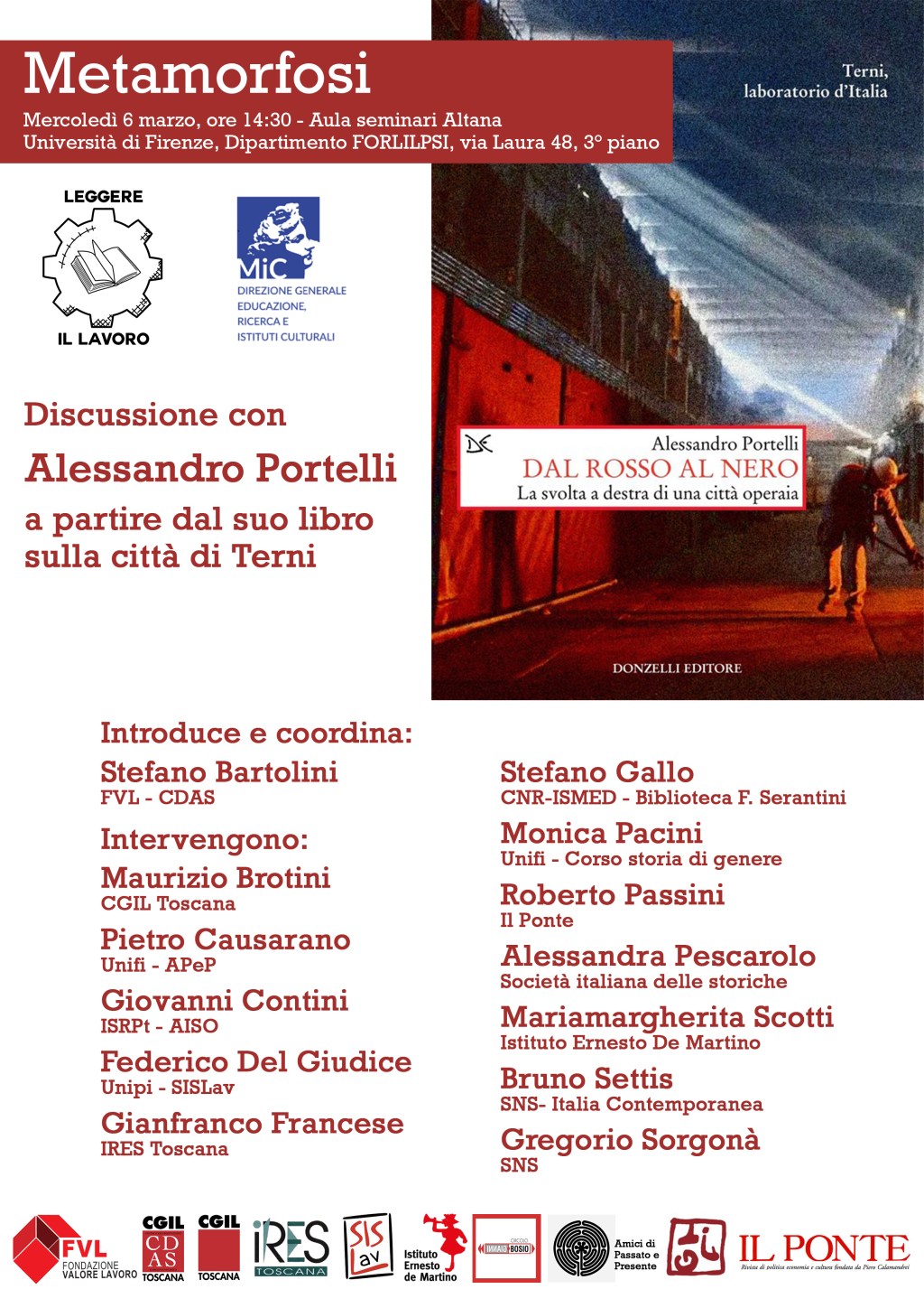 Metamorfosi. Discussione con Alessandro Portelli – Mercoledì 6 marzo – Firenze