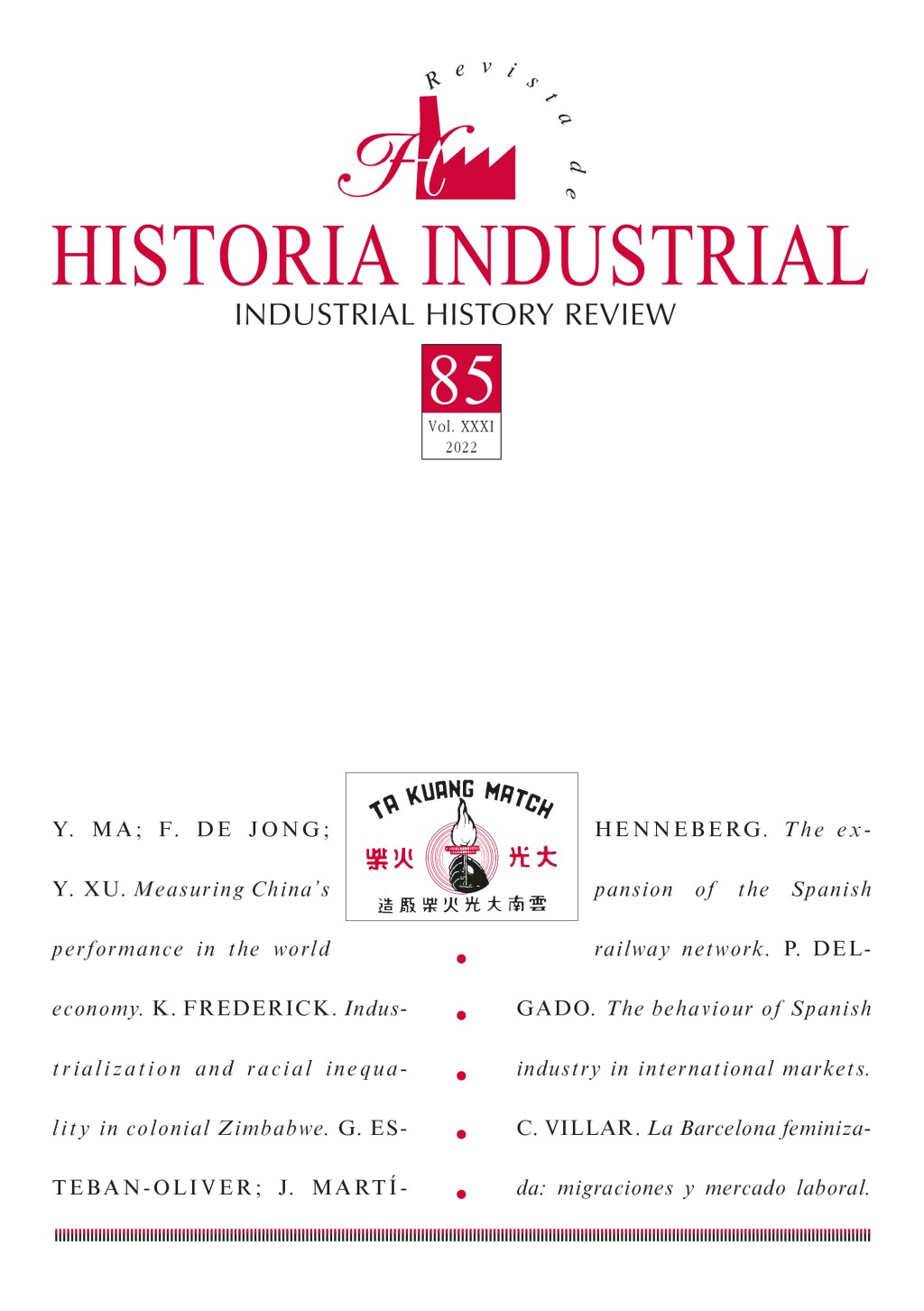 Letture: Articoli in early view della Revista de Historia Industrial – Industrial History Review&nbsp;(RHI-IHR)